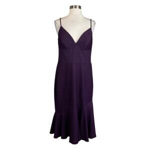 Avery G Women's Sparkly V-Neck Midi Sheath Cocktail Party Dress Purple Size 14